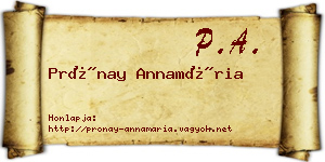 Prónay Annamária névjegykártya